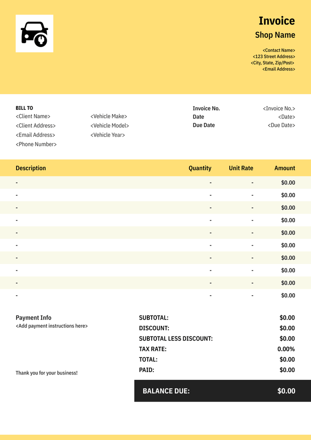 Classic contractor invoice template